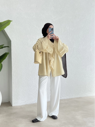 Rüschenhemd - Buttergelb