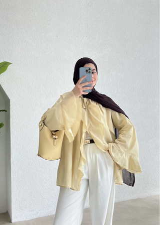 Rüschenhemd - Buttergelb