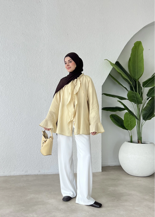 Rüschenhemd - Buttergelb