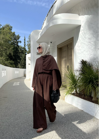 Drapiertes Leinenset - Schokolade