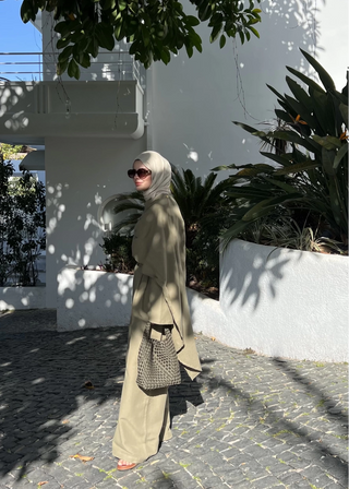 Drapiertes Leinenset - Salbeigrün