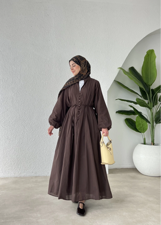 Robe boutonnée - Chocolat